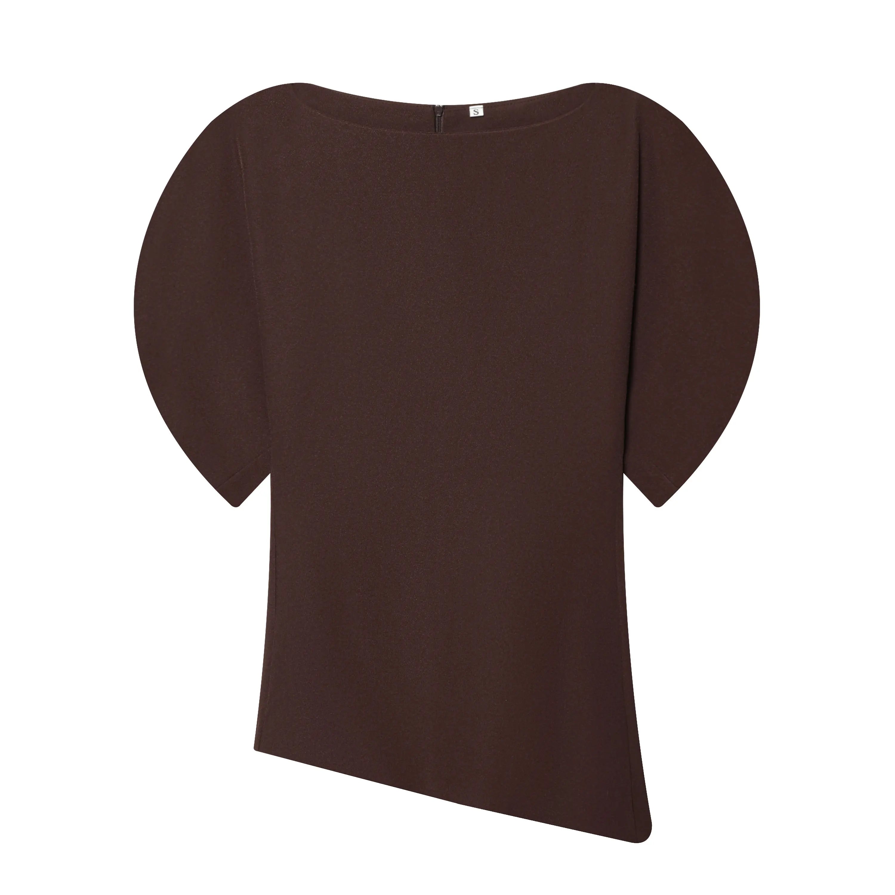 Elegant Puff Sleeve Blouse Asymmetrical