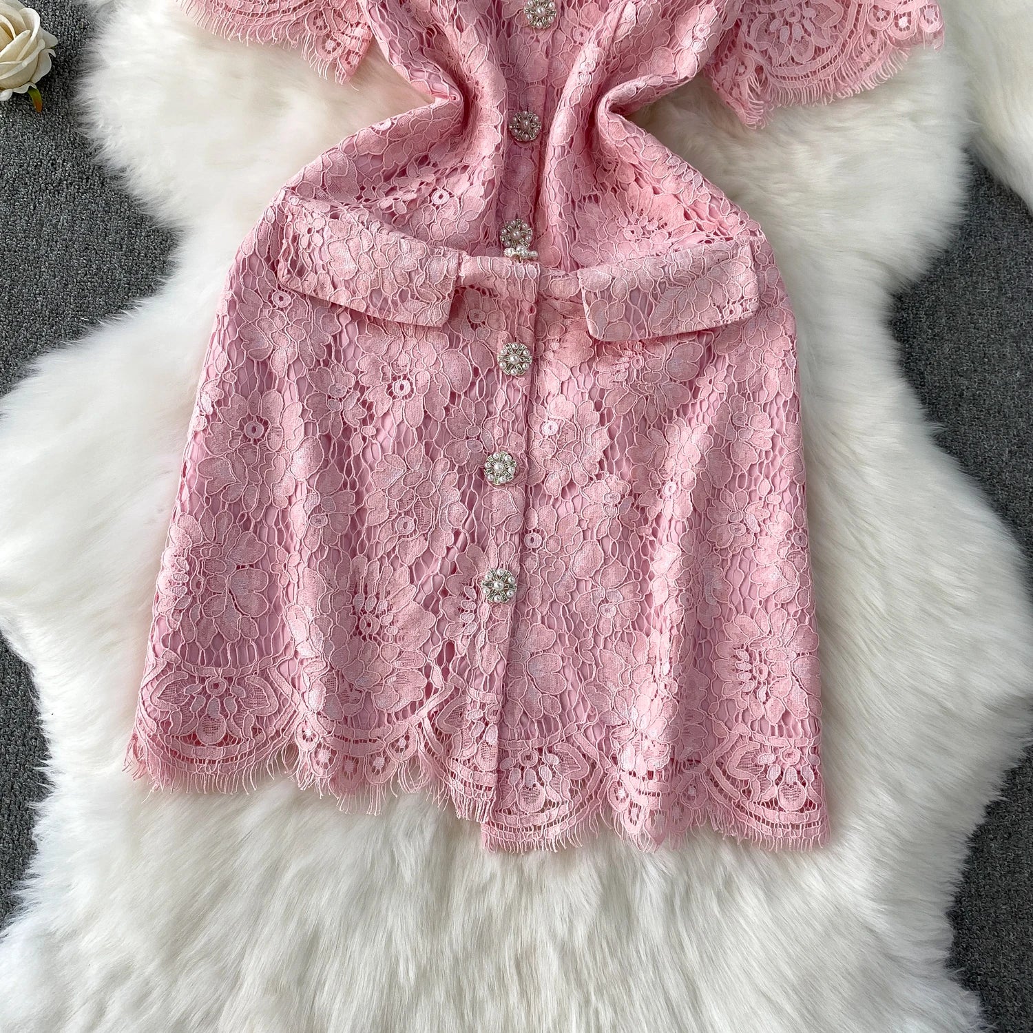 Selfportrait Buttons Diamonds Lace Dress