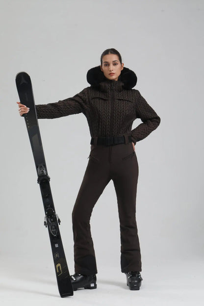 One-Piece Ski Suit Thickened Thermal Overalls Snowboard Jacket Jumpsuits Slim Fitting Ski Set Wind Proof Waterproof