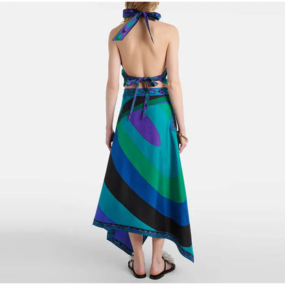 Printed Halter Top Skirt Set- Pucci Vibes