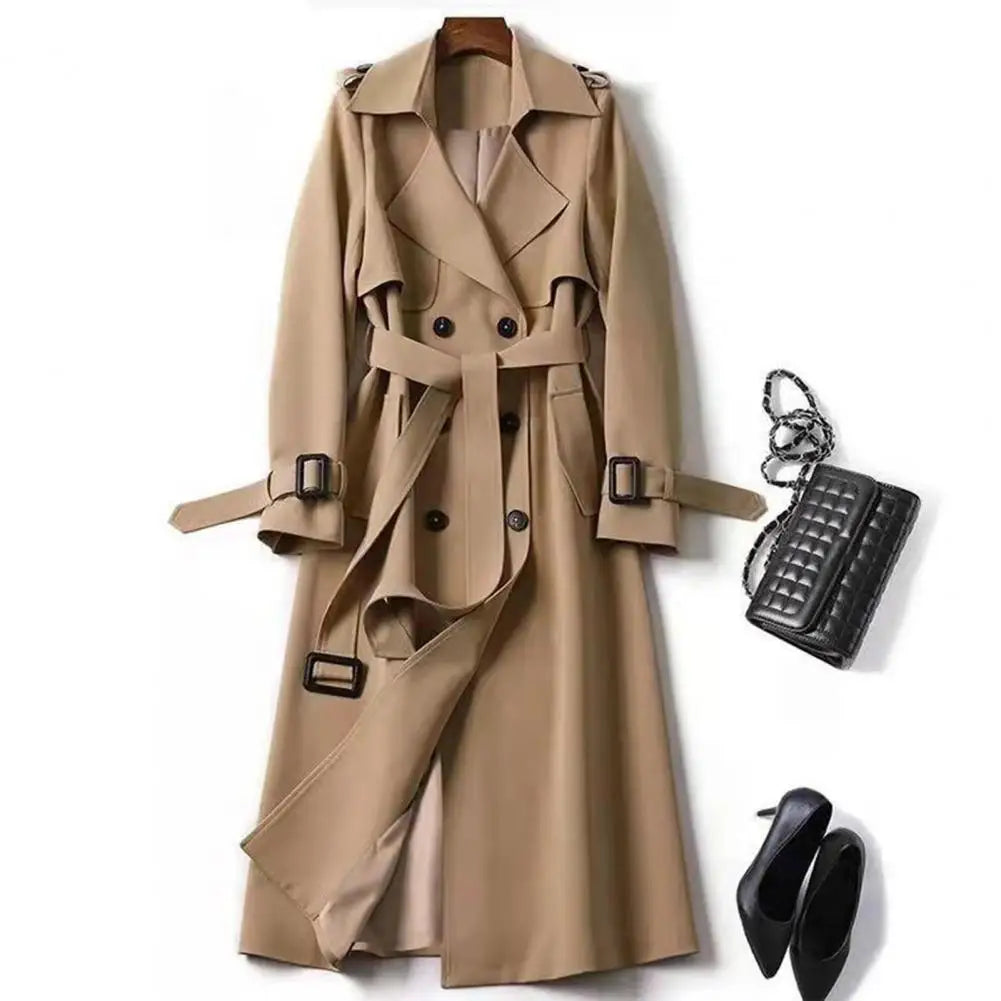 Trench Lapel Long Coats Fashion Double Breasted Jacket