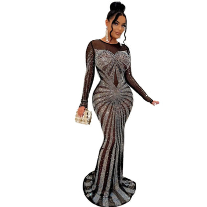 Rhinestone Crystal Mesh Dress