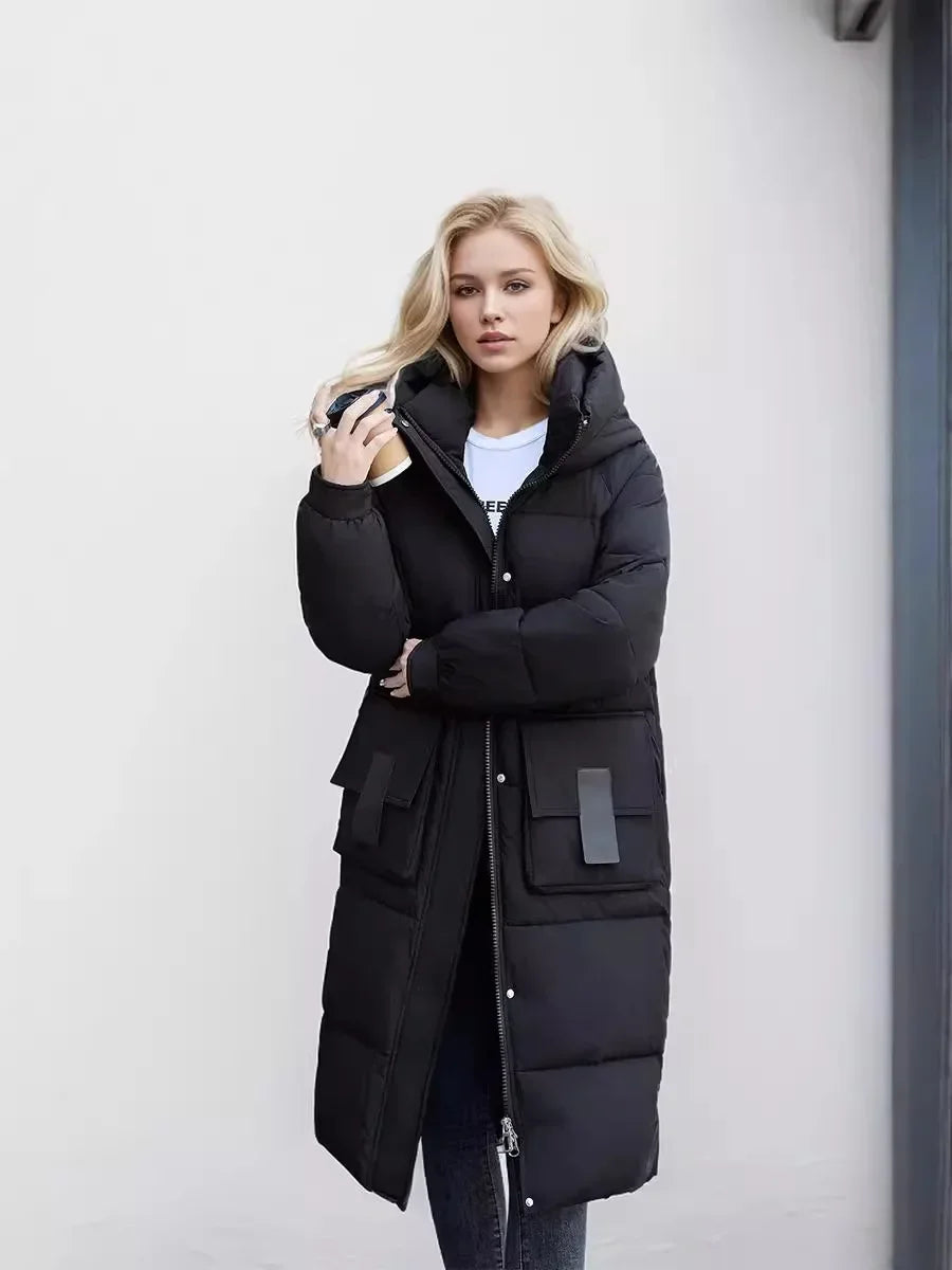 Jacket Parka Maxi Long Women Coat Casual Loose Overcoat F