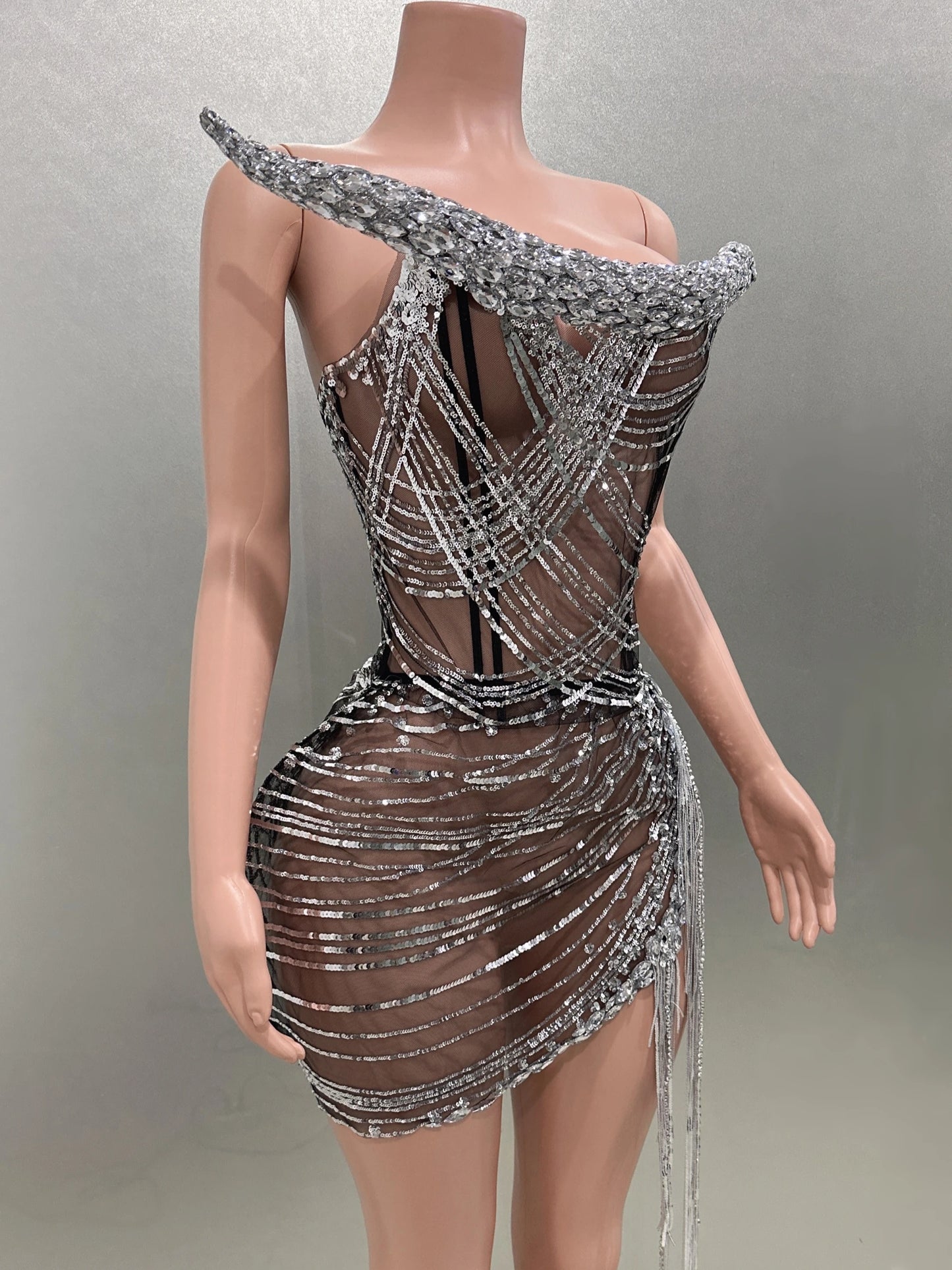 Shinning Tassels Chain Sexy Strapless