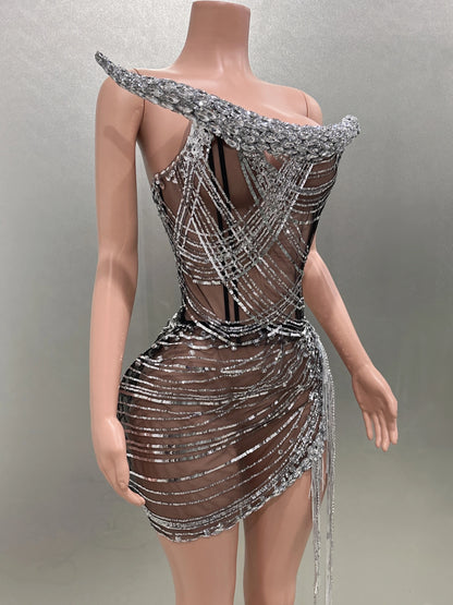 Shinning Tassels Chain Sexy Strapless