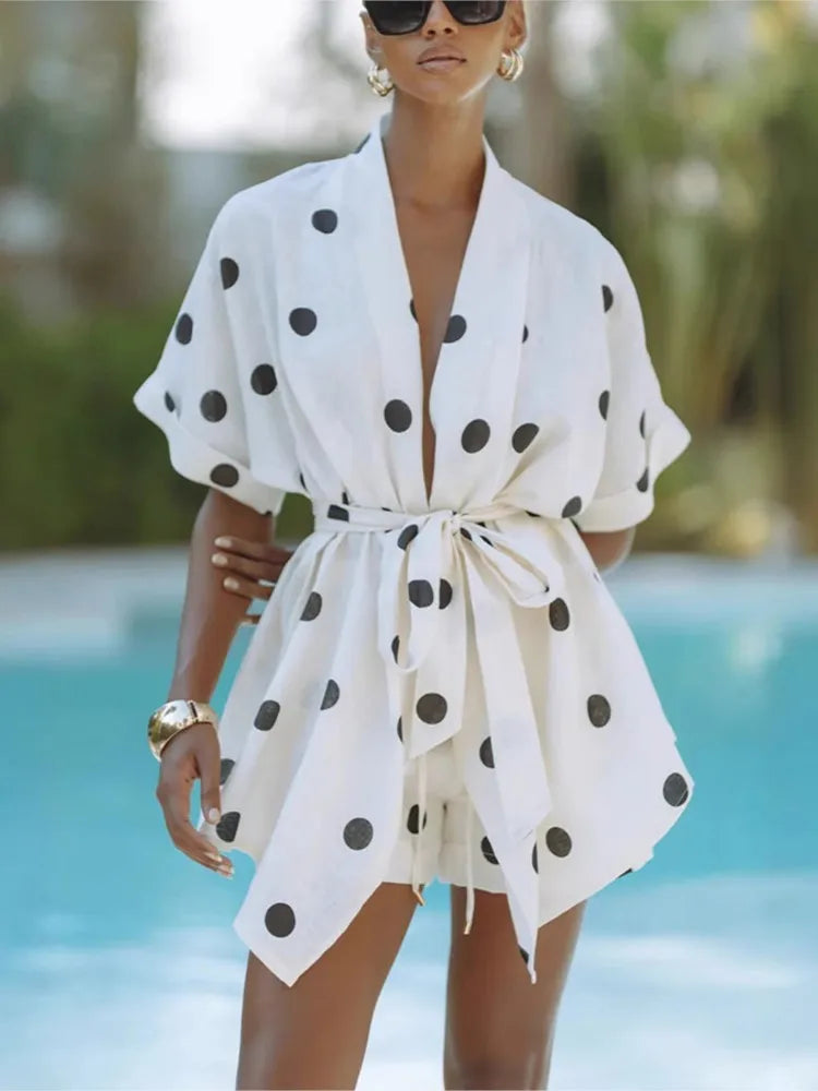 Batwing white Polka Set - Shellss