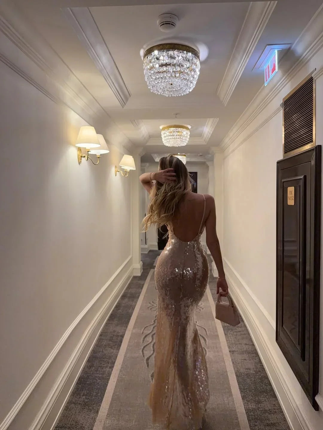 Black Floral Sequin Maxi Dress Sexy Spaghetti Strap Deep V Fishtail Outfit 2026 Summer Luxury Gala Formal Wedding Party Gowns