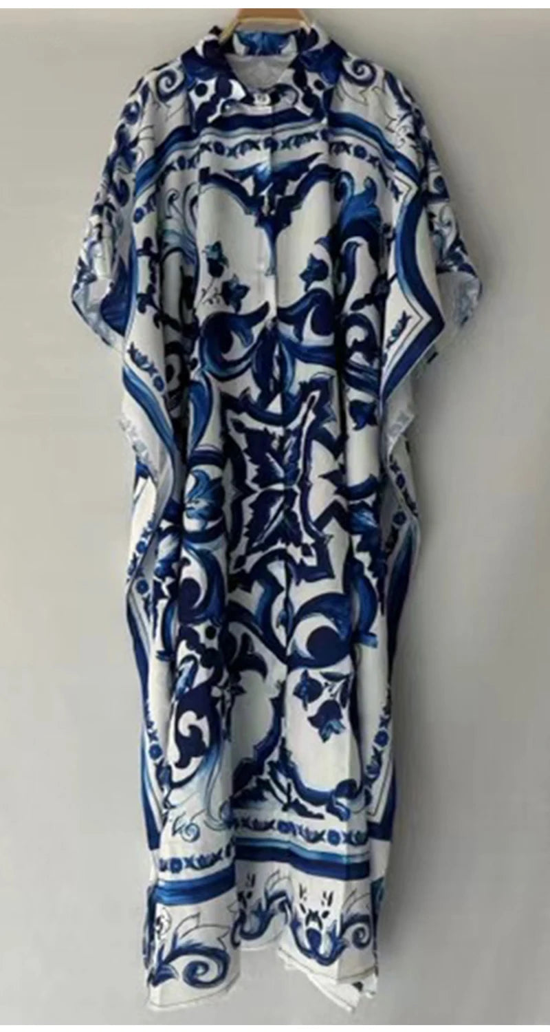 Retro luxury geometric Blue white