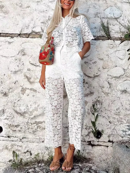 Lace Shirt Set