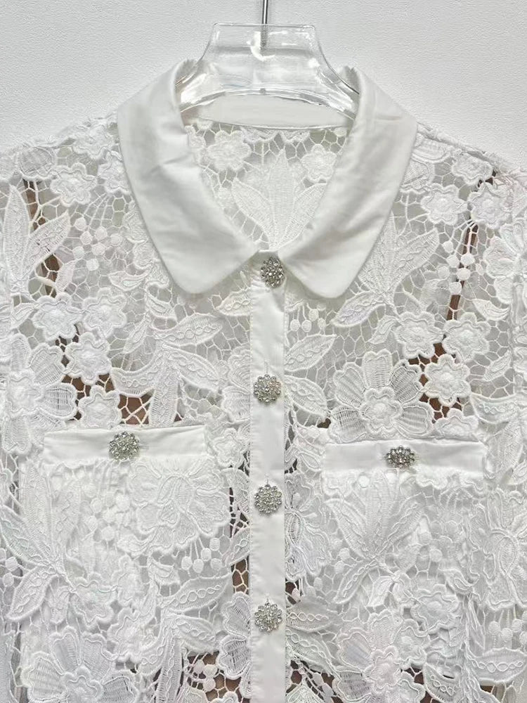 White selfportrait collar lace dress