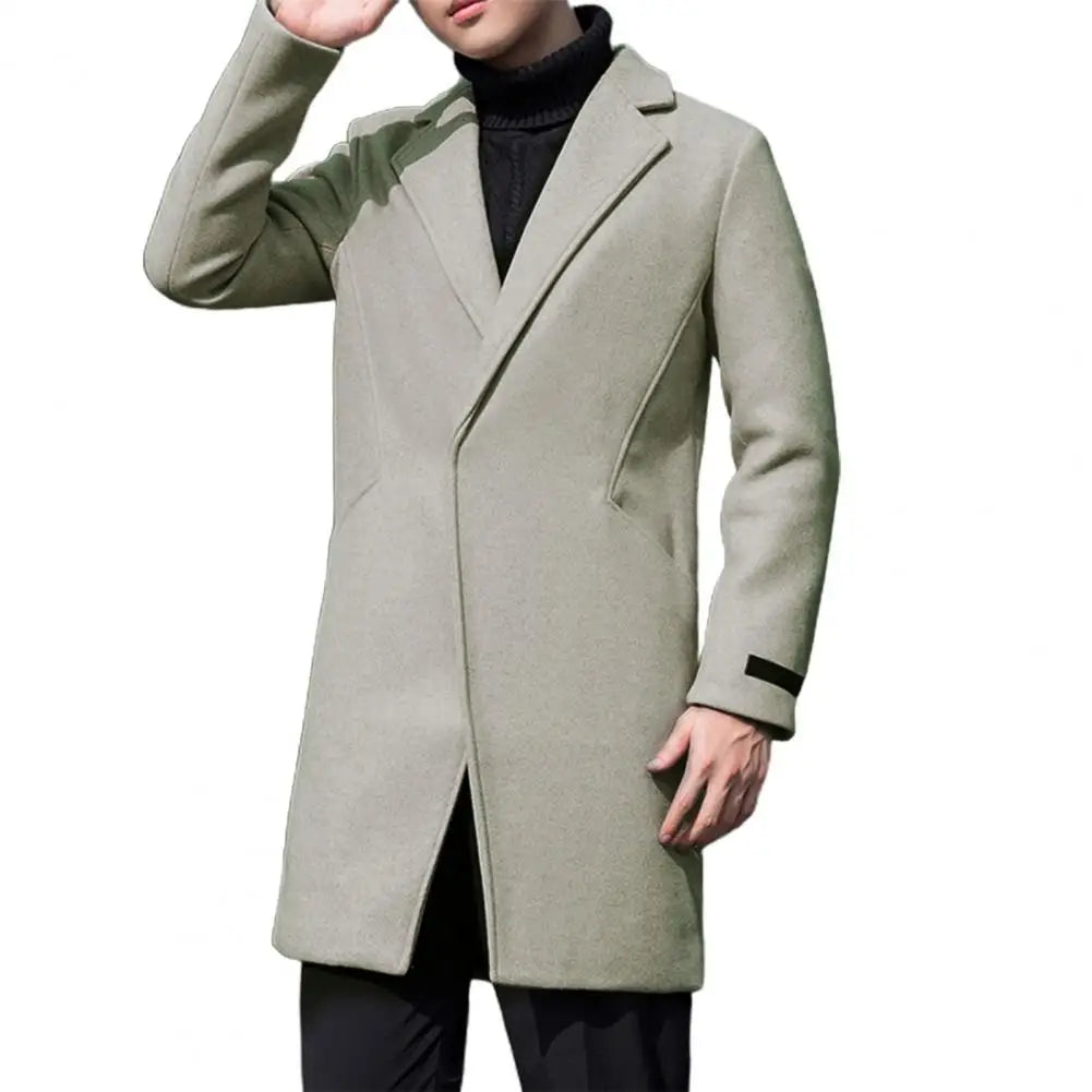 Men Trench Coat Autumn Woolen Trench Overcoat