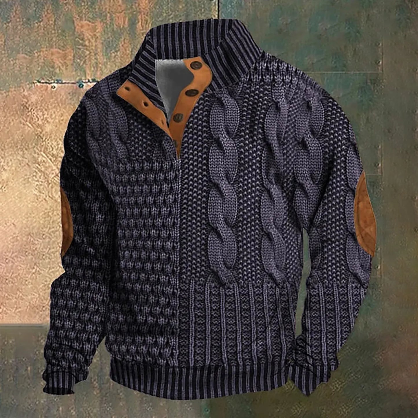 Men'S 3d Jacquard Printed Half Button