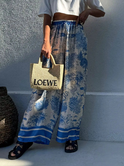 Bohemian Wide Leg Casual Pants