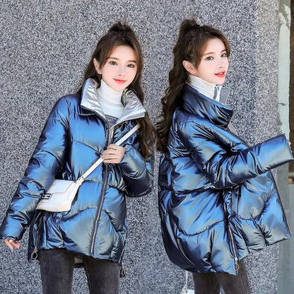 Winter Jacket Women Parkas Glossy Warm