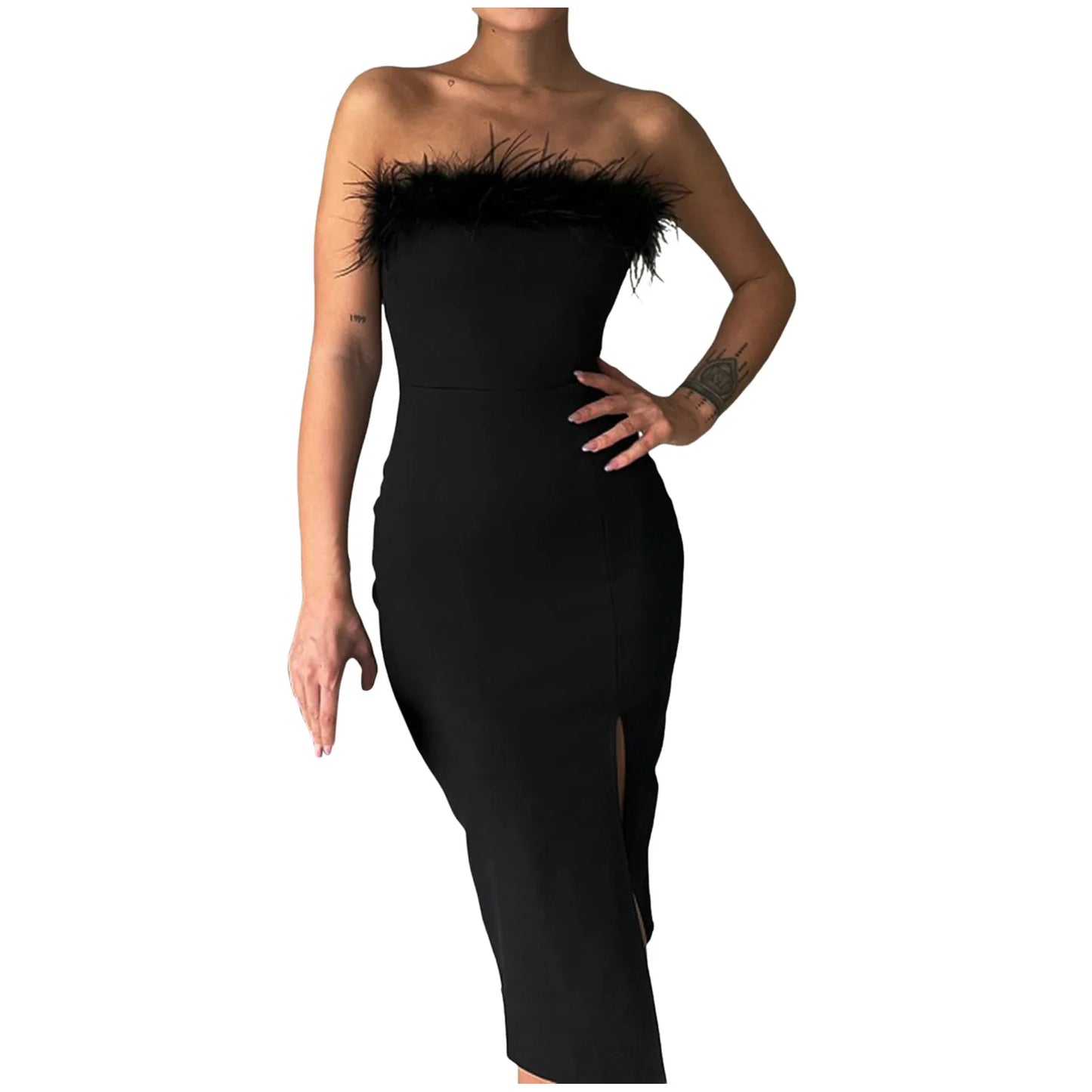 Sexy Off Shoulder Fuzzy Pencil Dresses