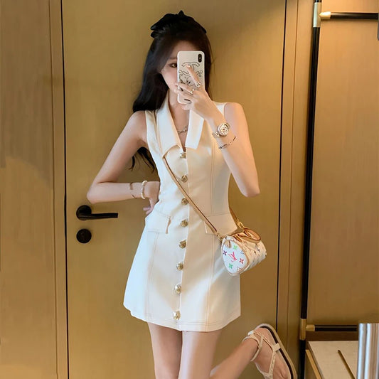 Elegant Button Mini Dress