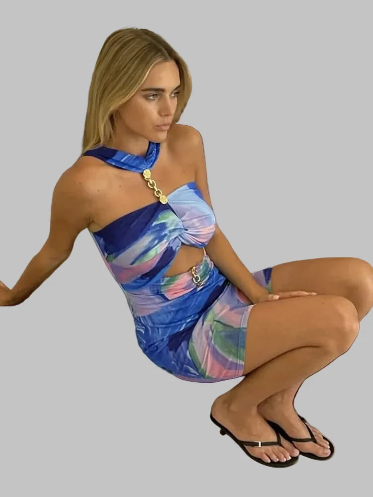 Colorful Mini cut out Dress