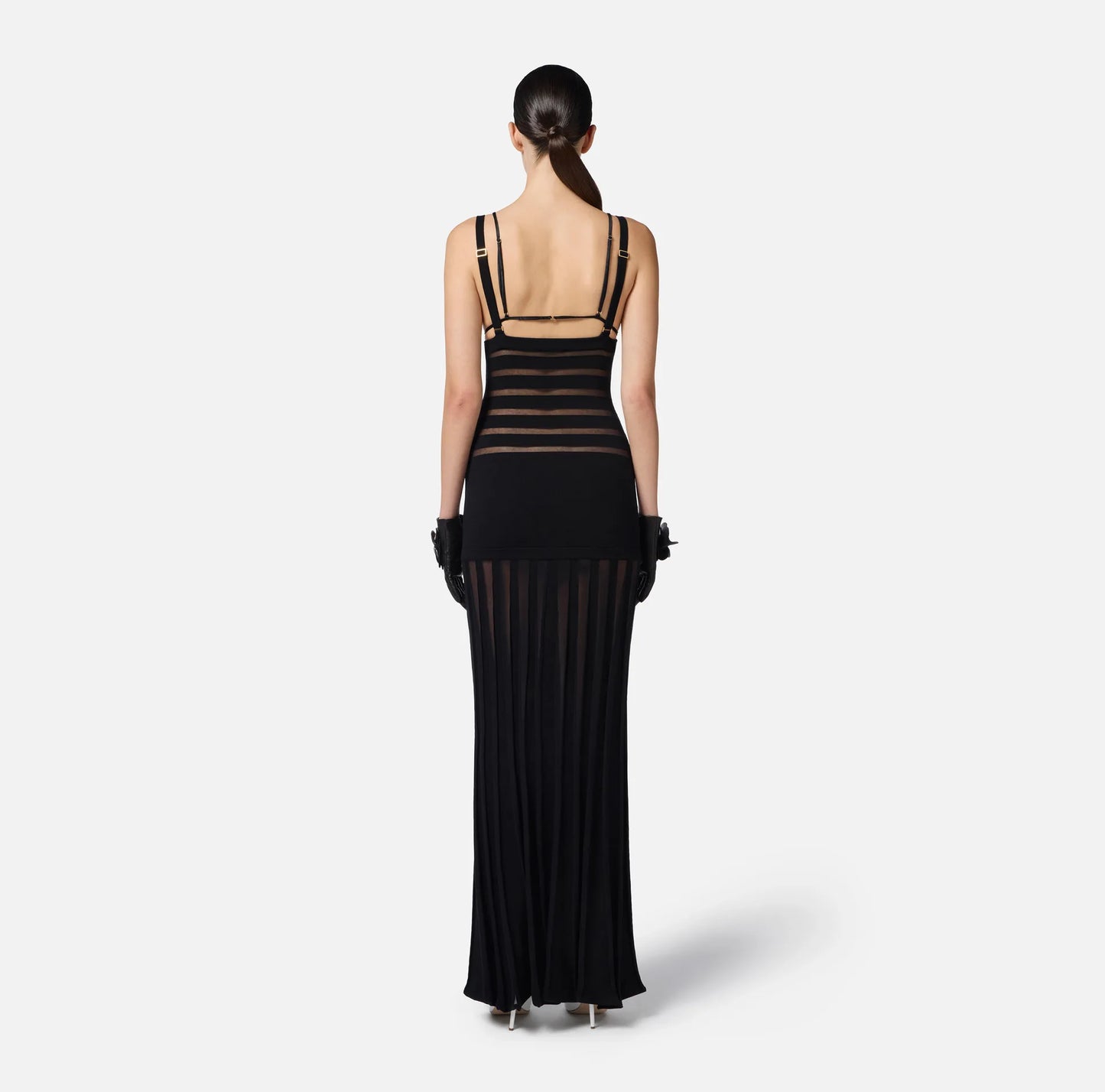 Semi Sheer Black Dress- Party Premium collection