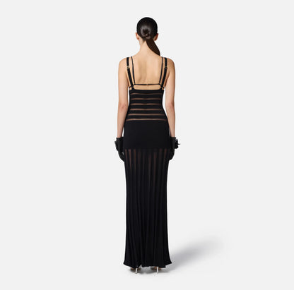 Semi Sheer Black Dress- Party Premium collection
