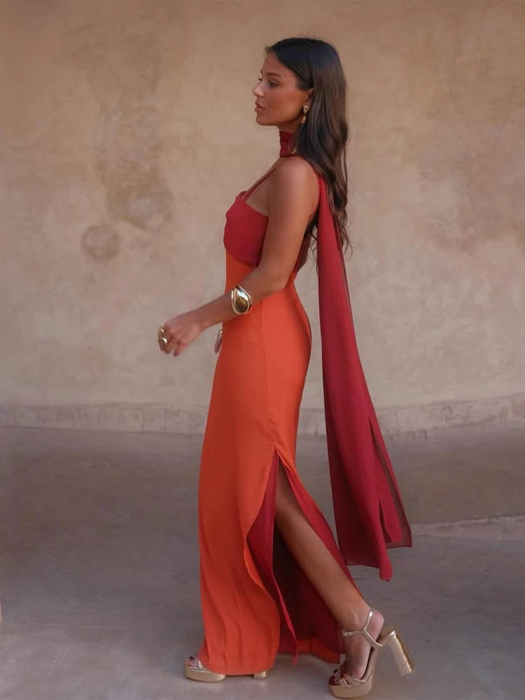 Red orange Scarf Collar