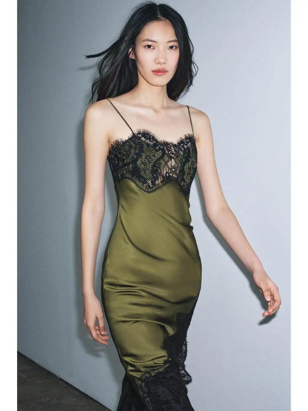 Silk Satin Asymmetrical Green Zara