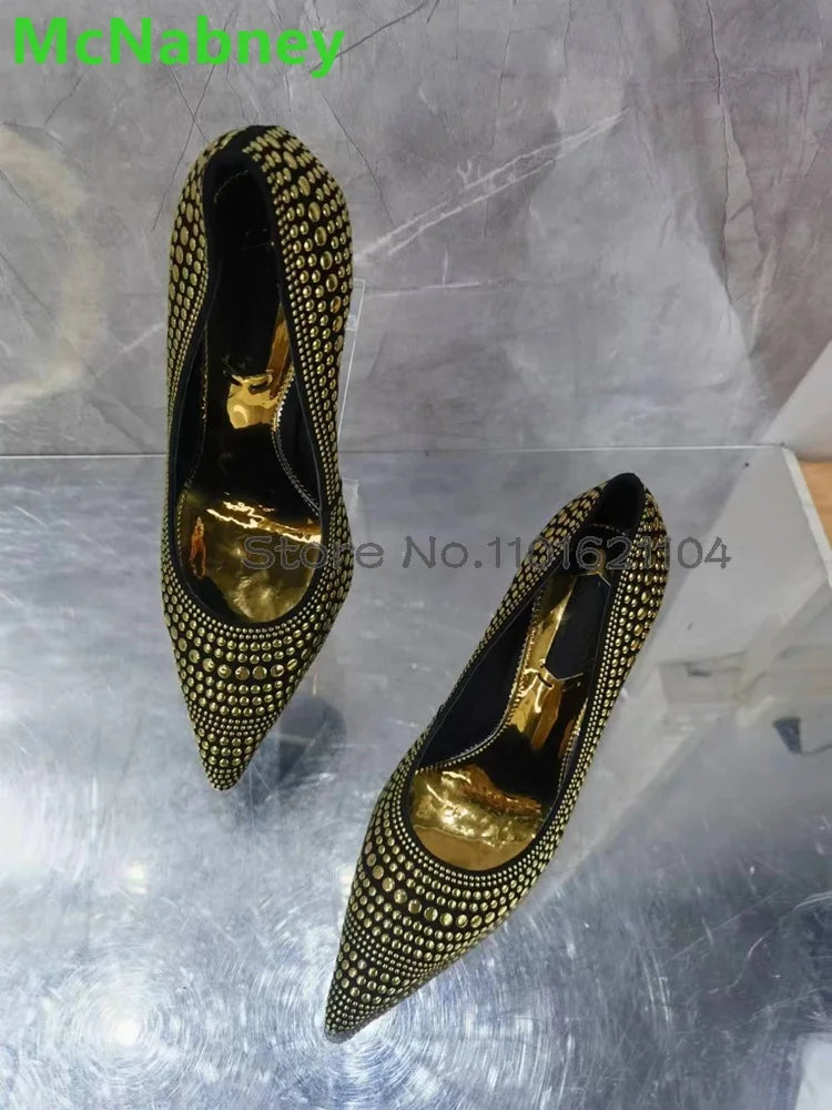 Designer Luxury Golden Heels