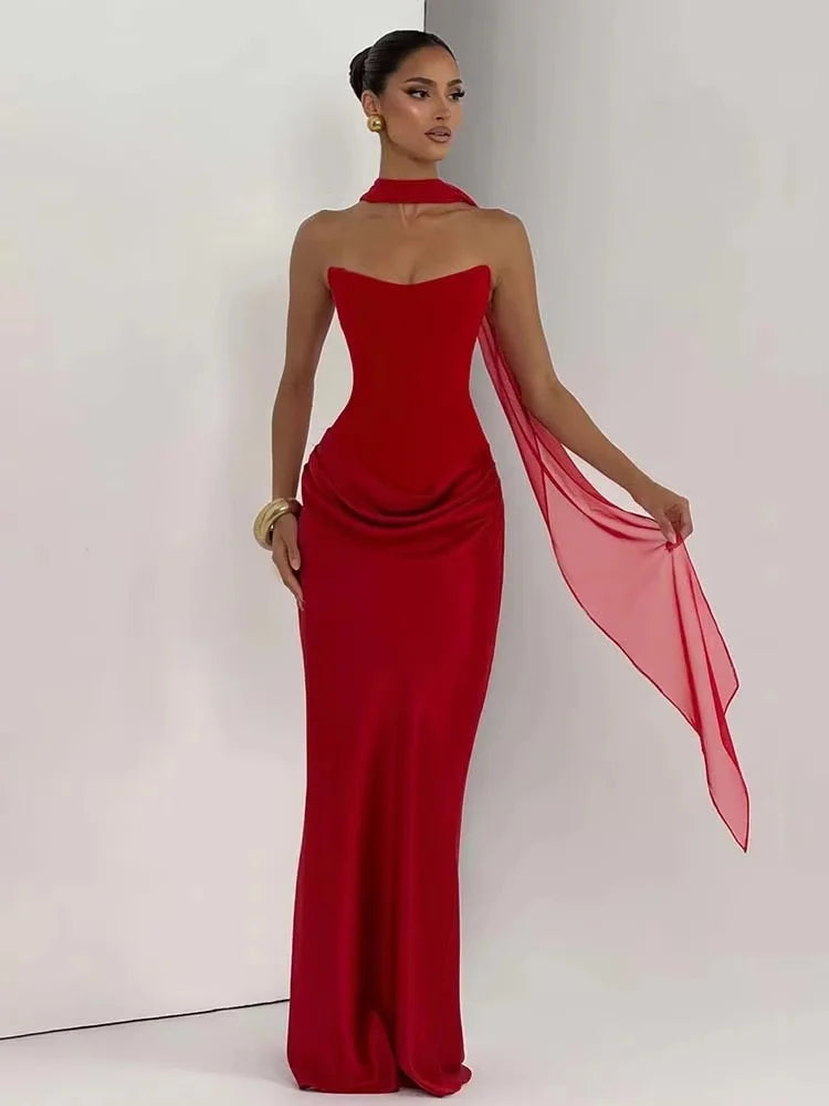 Avrilyaan Satin Pleated Strapless Sleeveless Sexy Dress Women Elegant 2026 Party Dress Backless Maxi Long Summer Dress Vestidos - Shellss