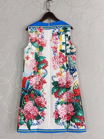 Dolce Sleeveless Colorful Flower Dress Bohemian