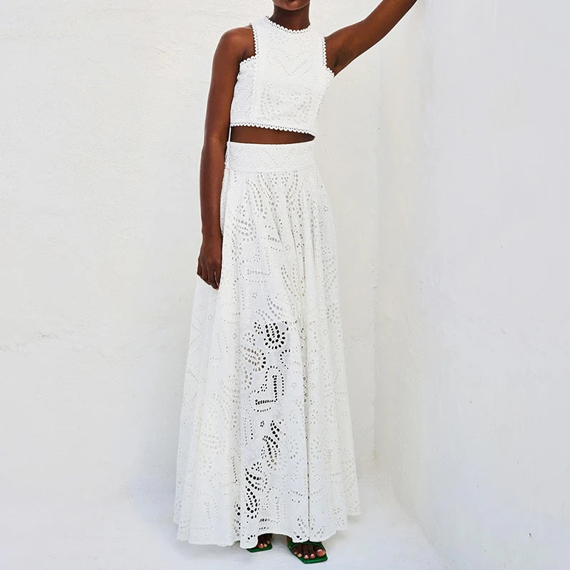 White Boho Skirt Set