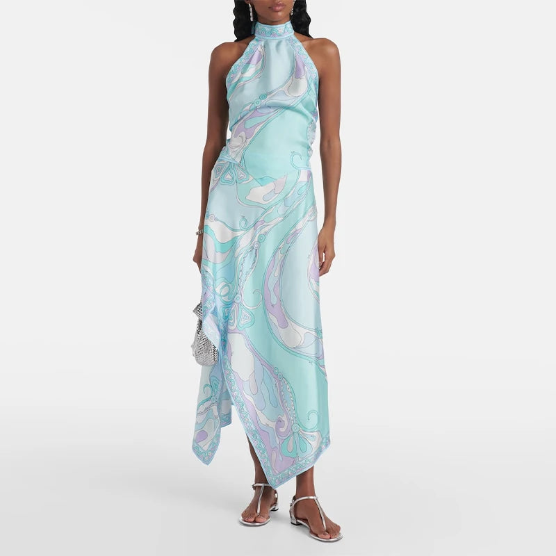 Printed Halter Top Skirt Set- Pucci Vibes