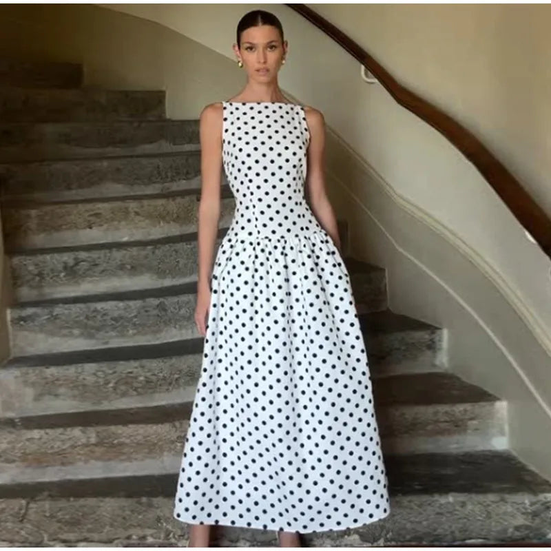 Elegant Women Polka Dot Midi