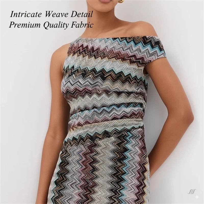 One Shoulder Maxi Dress for Women Striped Sleeveless Long Slim Fit Flowing Beach Dress – Sunset Seaside Vacation Look - Shellss