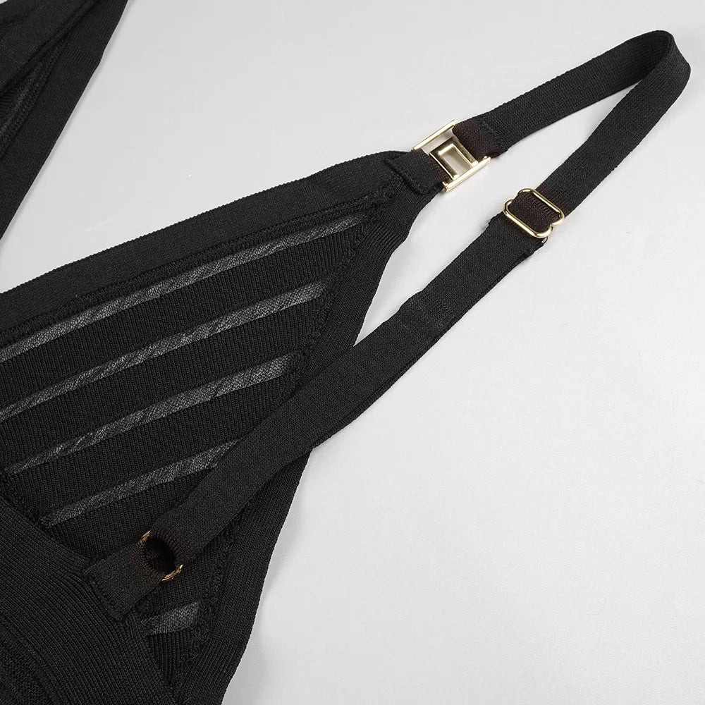 Semi Sheer Black Dress- Party Premium collection