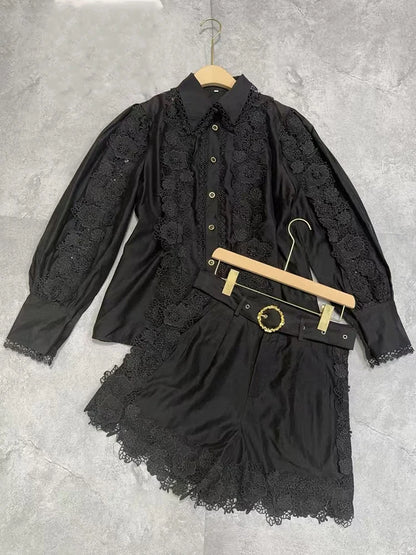 1 Retro Luxury Lace Shorts Set