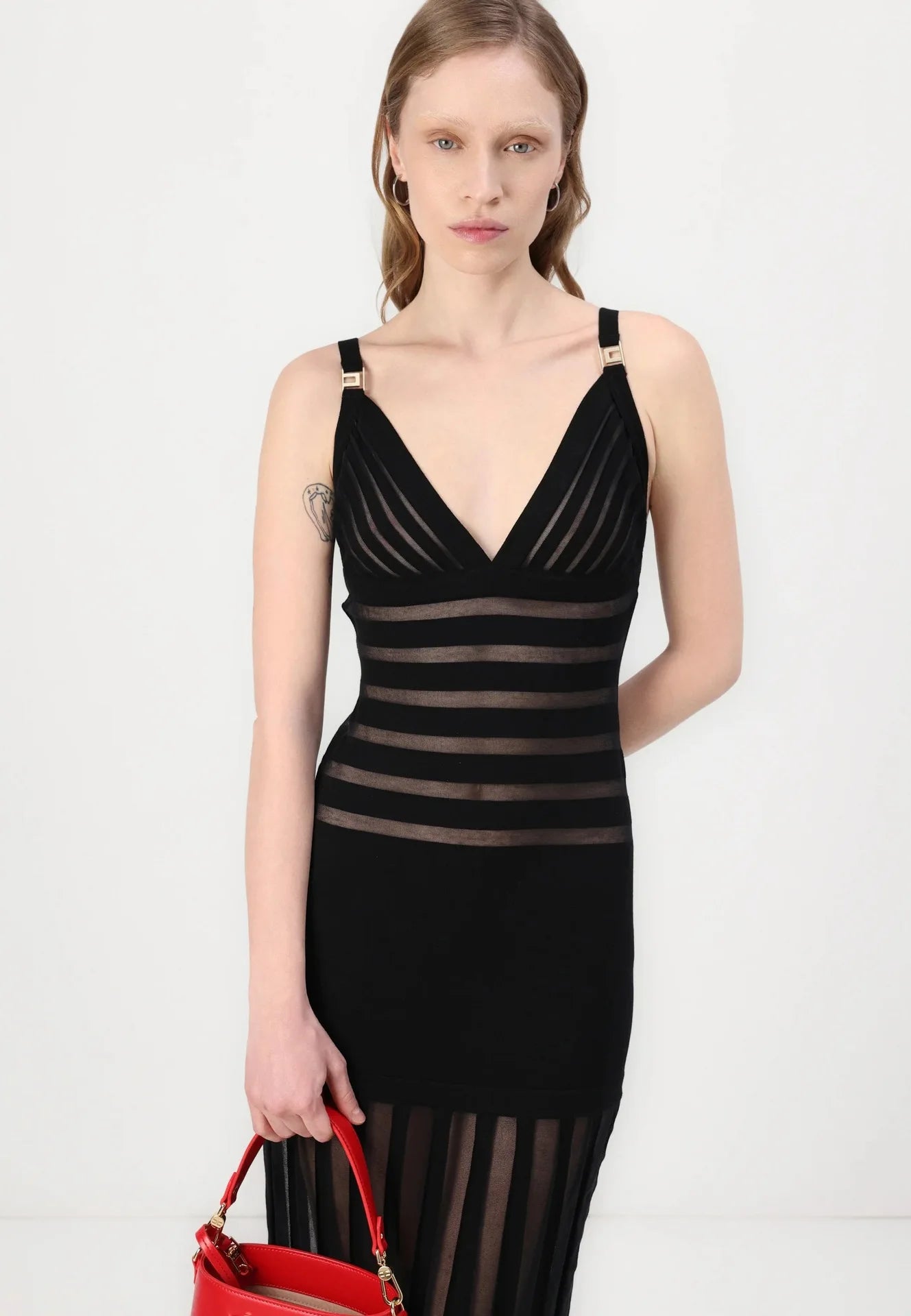 Semi Sheer Black Dress- Party Premium collection
