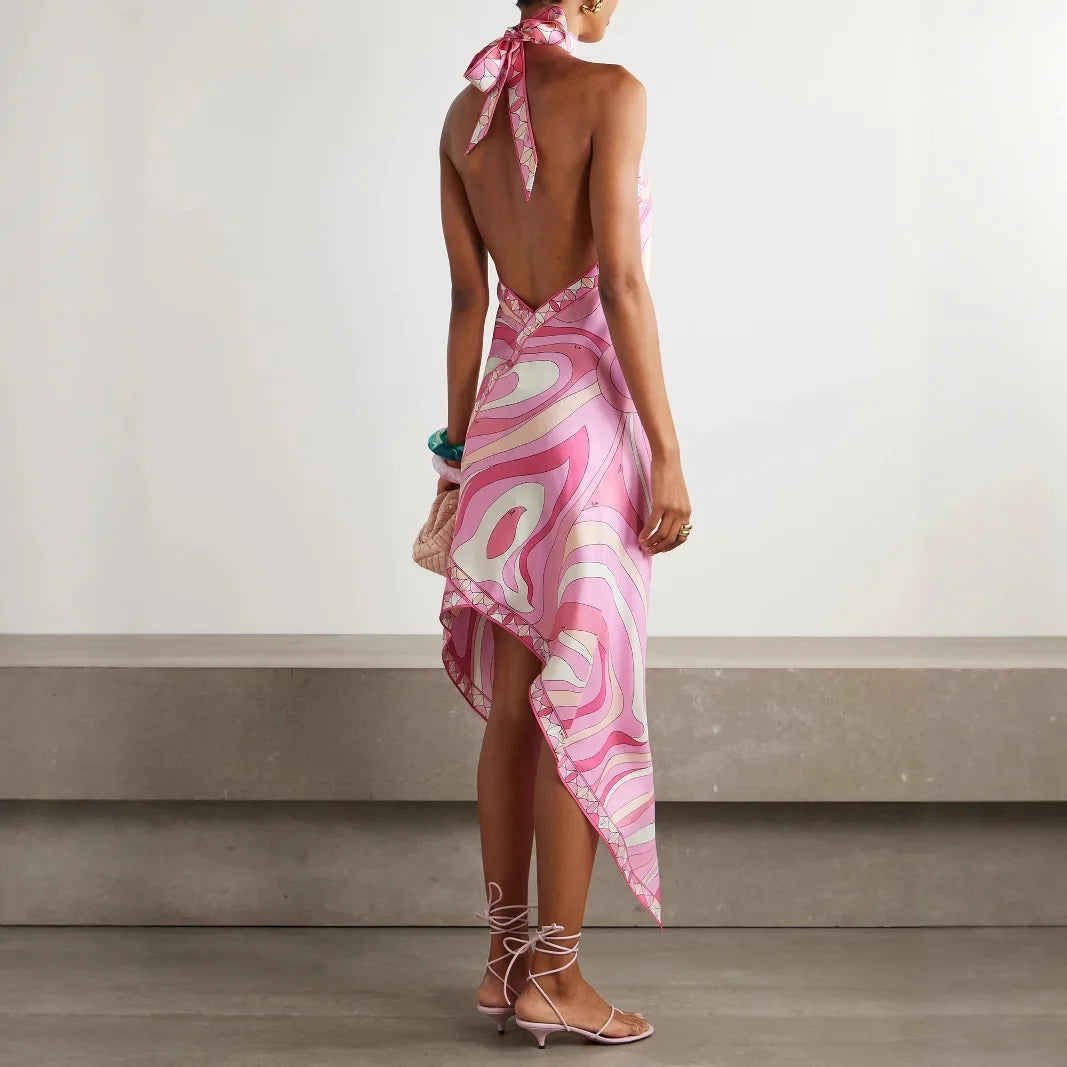Pucci Backless Silk HalterNeck Dress