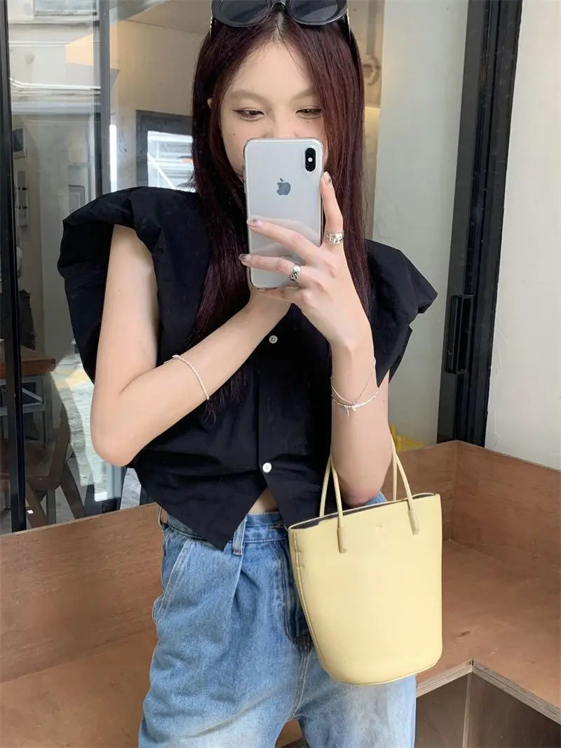 Vintage broad shoulder Crop Top CH