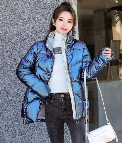 Winter Jacket Women Parkas Glossy Warm