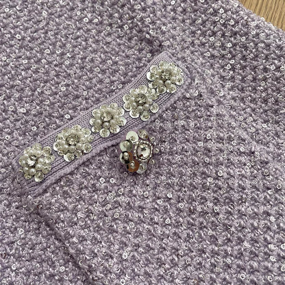 Lavander Luxury Crystal Knitted Dresses