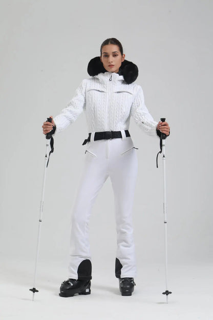 One-Piece Ski Suit Thickened Thermal Overalls Snowboard Jacket Jumpsuits Slim Fitting Ski Set Wind Proof Waterproof