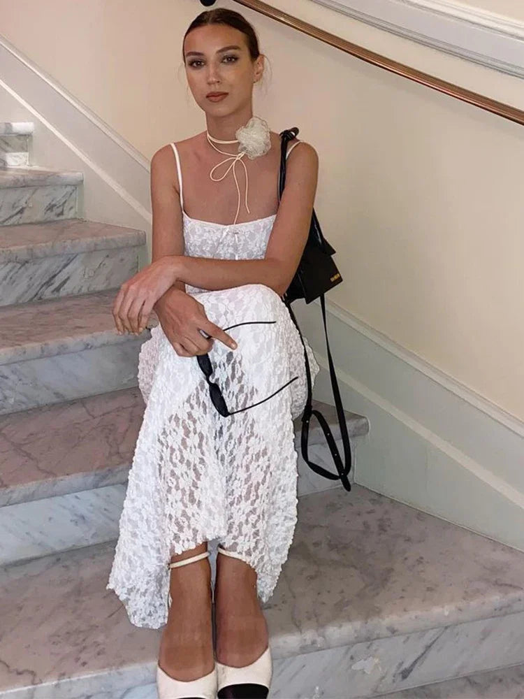 1 Lace White beach resort summer dress