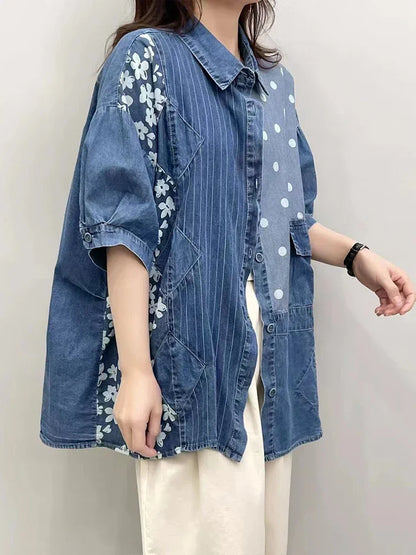 Denim Designer Printed Shirts Luxury Floral Premium