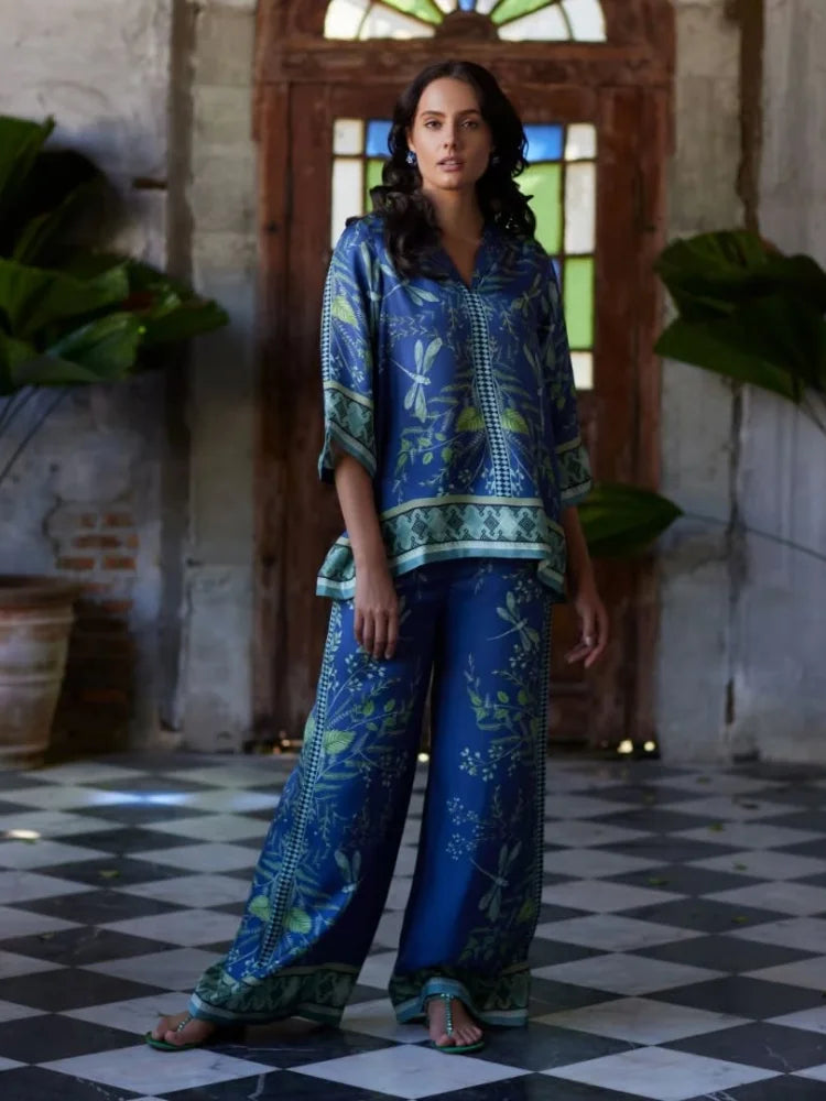 Pants Set Bohemian V-neck
