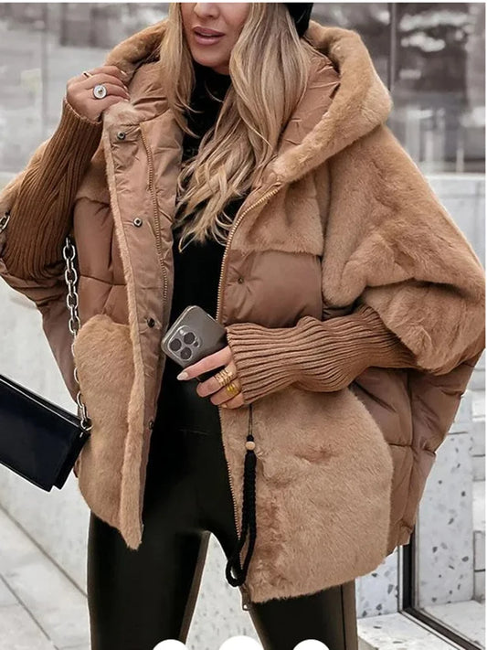 Winter Comfort Chic Hooded Jacket Loose Zipper Coat