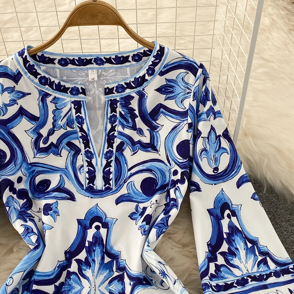 Summer Runway Blue And White Dolce Dress