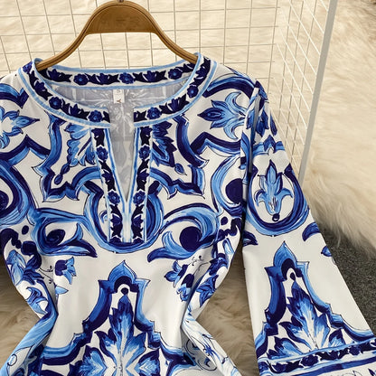 Summer Runway Blue And White Dolce Dress