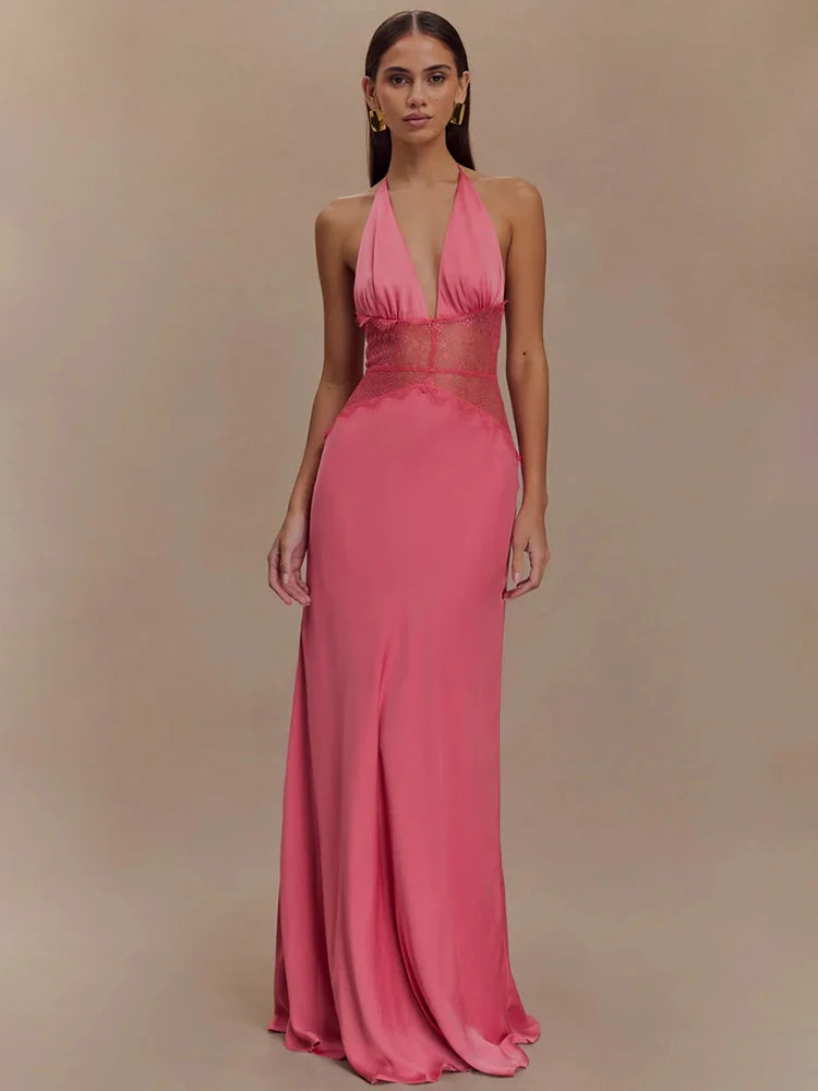 Celebrity Halter neck backless dress