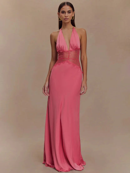 Celebrity Halter neck backless dress