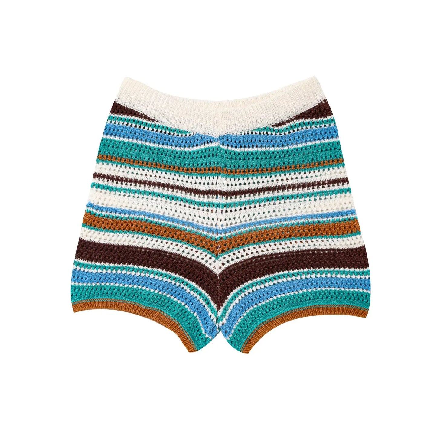 POLO collar short knitted striped shorts set