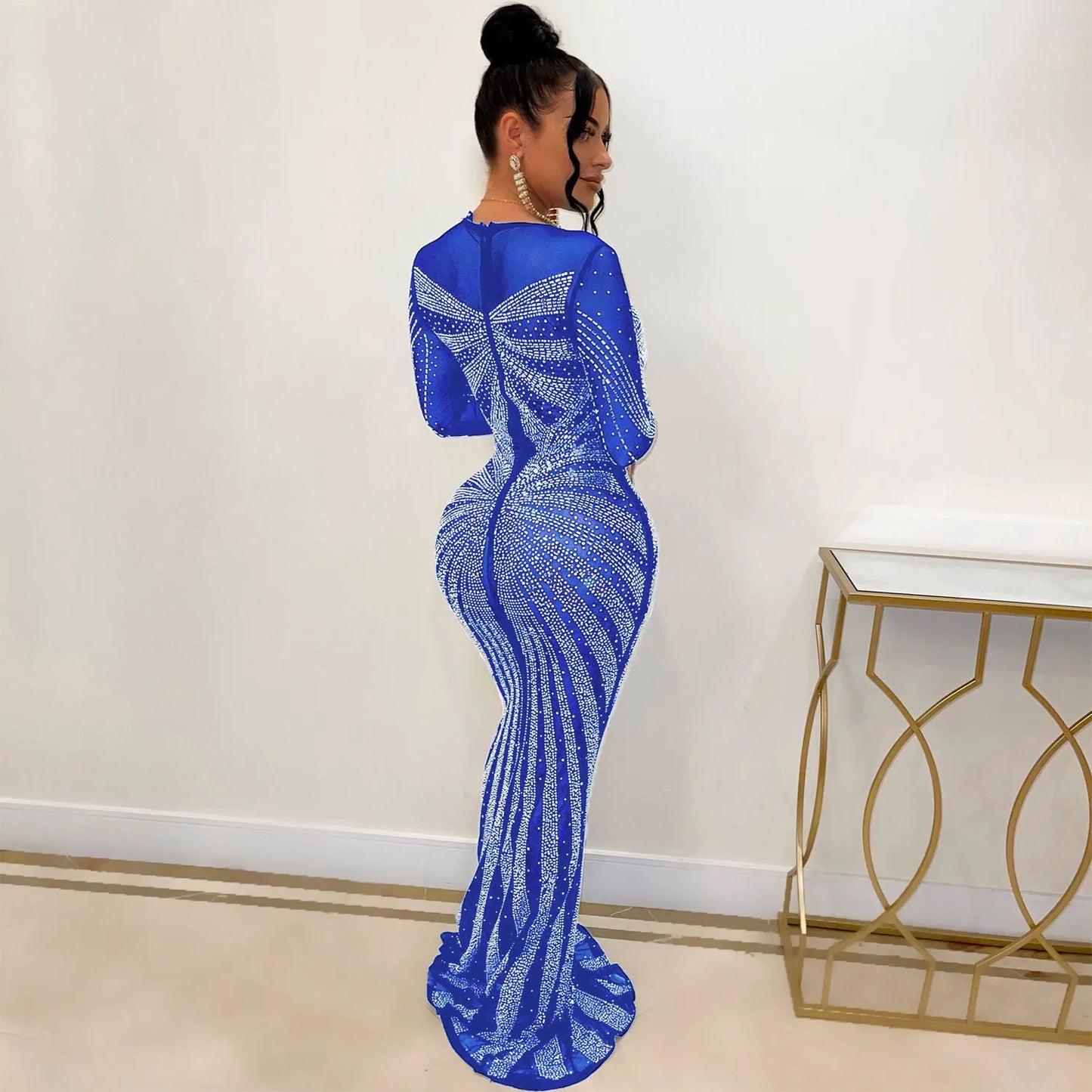 Rhinestone Crystal Mesh Dress